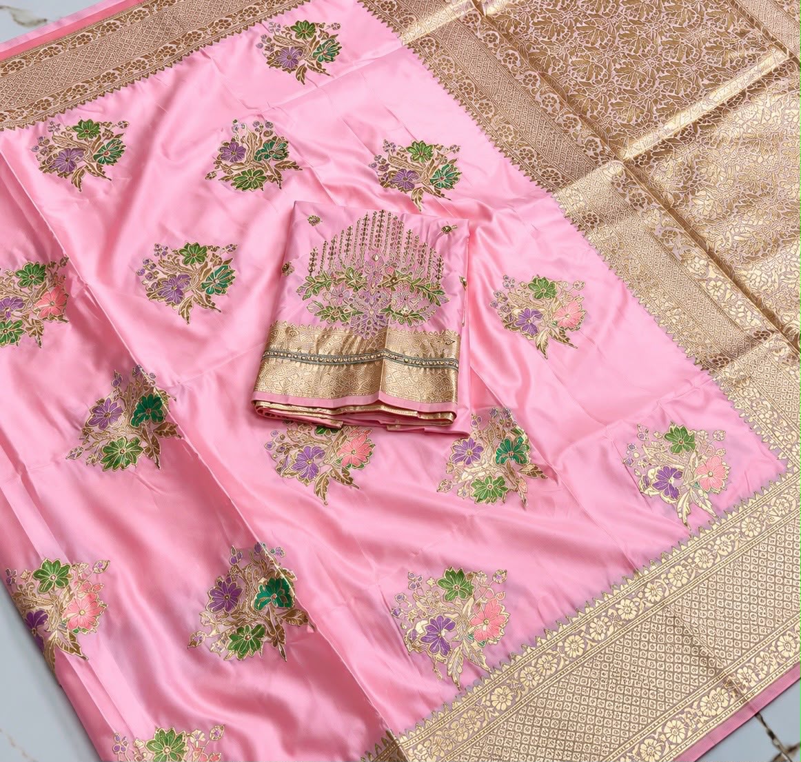 Floral Silk Saree - Image 3