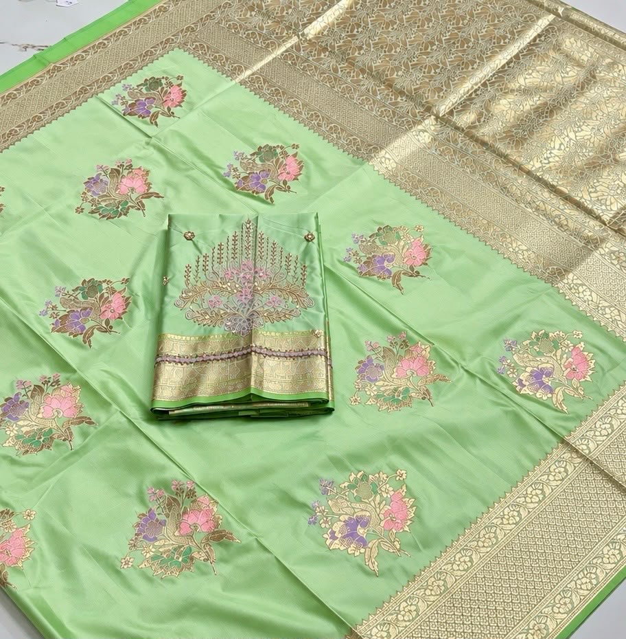 Floral Silk Saree - Image 4